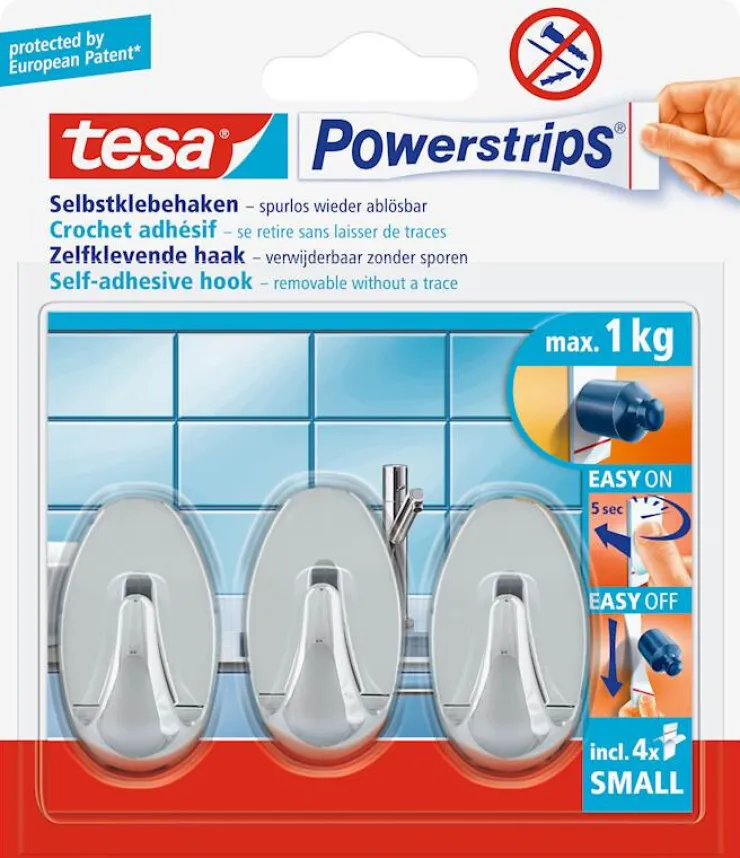 Sale Powerstrips Crochets ovales chrome Rubans Adhésif