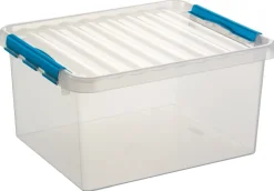 New Q - line boîte de rangement 36 L bleu transparent Boîtes En Plastique
