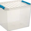 New Q - line boîte de rangement 52 L bleu transparent Boîtes En Plastique