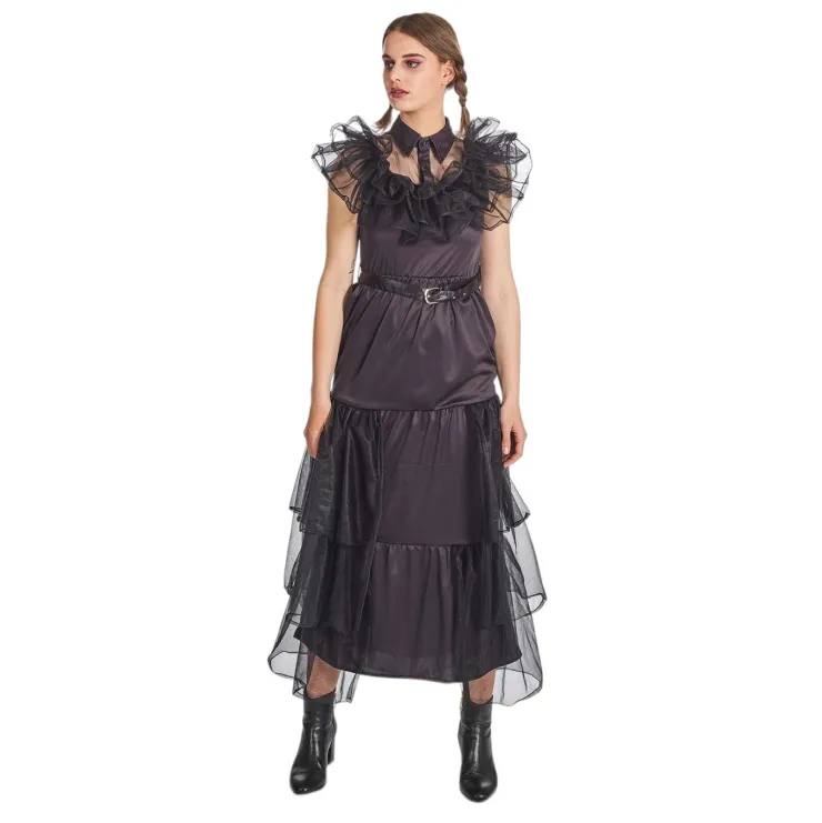 Sale Robe De Bal Noir Mercredi Femme - Taille 38 Déguisements Adultes