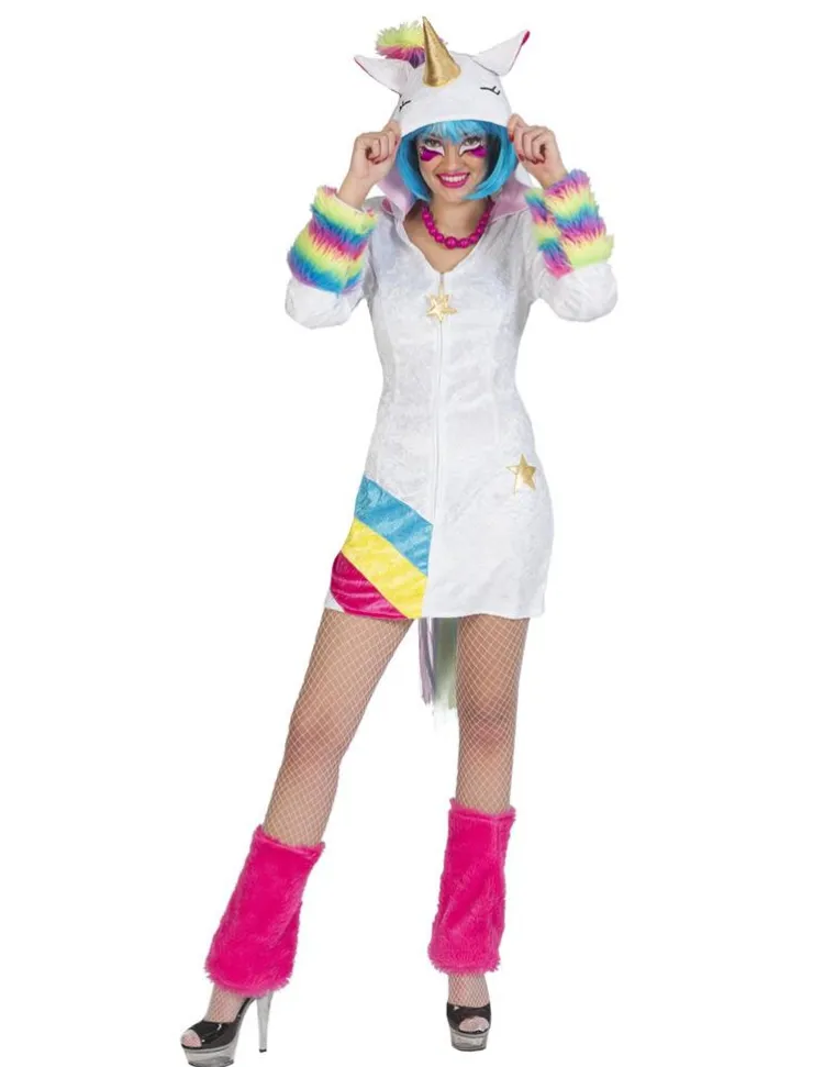 Hot Robe Déguisement Licorne Arc-en-ciel - Taille 36/38 Déguisements Adultes