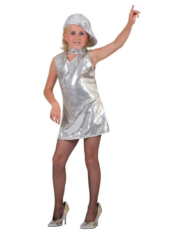 Discount Robe Disco Argentée à Paillettes - Taille 116 Enfant Déguisements Enfants
