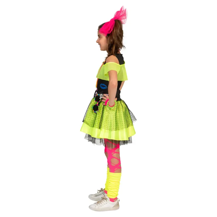 Clearance Robe enfant fluo des années 80 Kiss The Girl - Taille 152 Enfant Déguisements Enfants