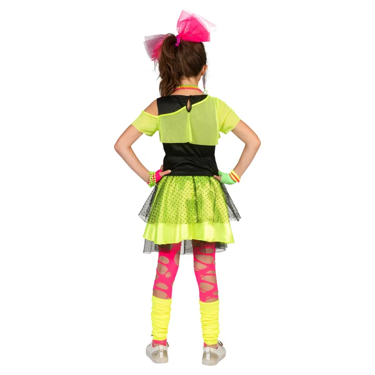 Clearance Robe enfant fluo des années 80 Kiss The Girl - Taille 128 Enfant Déguisements Enfants