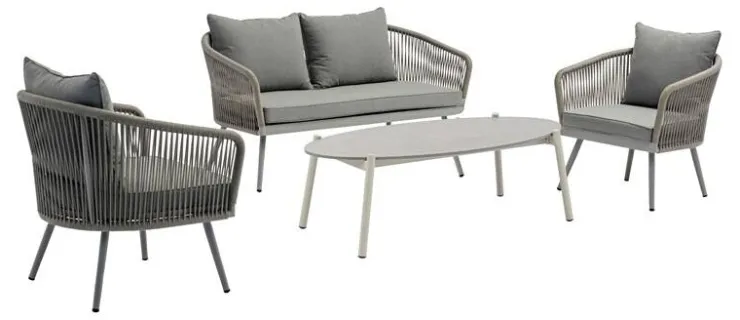 Salon de jardin Jaimie avec corde tressée - Aluminium - Taupe Salons De Jardin|Meubles De Jardin