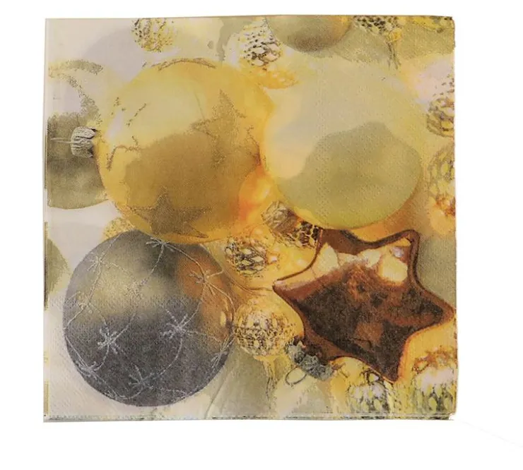 New Serviettes Noel Or/Argen 33X33 cm 20 Pcs Être À Table