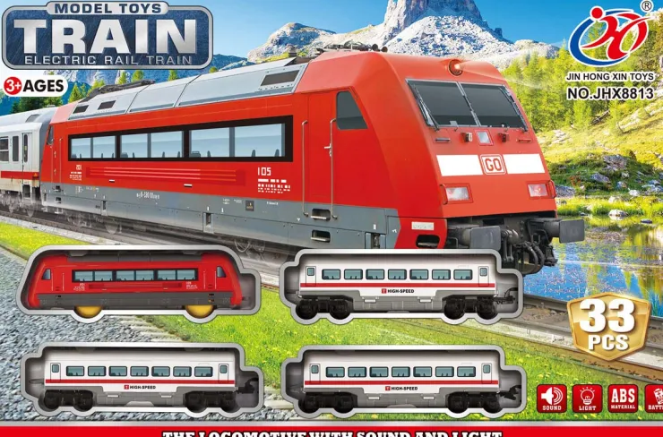 Sale Set de Train - Lumière et Musique - Rouge Véhicules