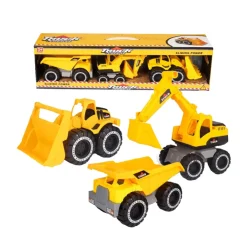 New Set Véhicules de Chantier - 3 Pièces - Pelleteuse Benne Chargeuse Véhicules