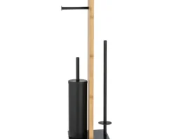 Sale Lesina Porte-rouleau 3en1 - Bambou/métal Accessoires De Toilette
